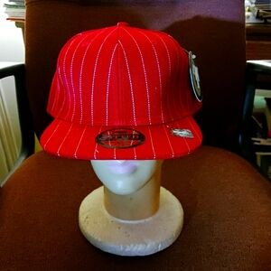 Red Pinstripe Baseball Cap
